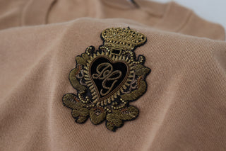 Beige Cashmere Crown Logo Pullover Sweater