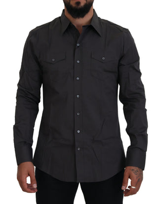 Graues SICILIA Slim Fit Stretch-Hemd