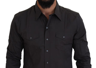 Graues SICILIA Slim Fit Stretch-Hemd