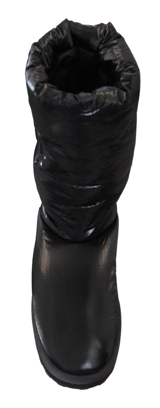 Black Boots Padded Mid Calf Winter Shoes