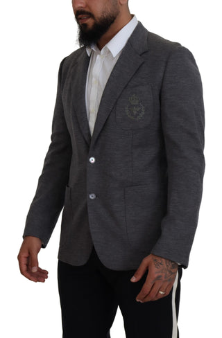 Blazer gris de lana elástica ajustada