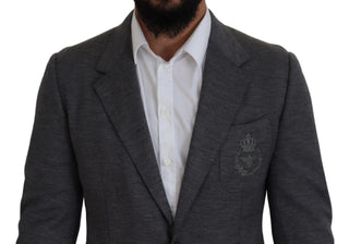 Blazer gris de lana elástica ajustada