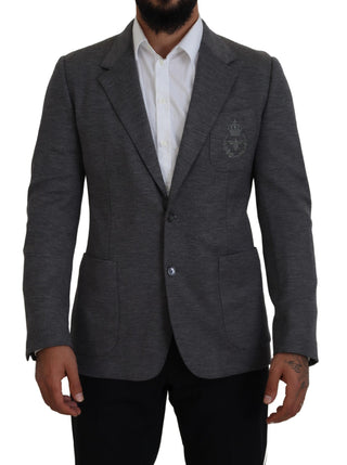 Blazer gris de lana elástica ajustada