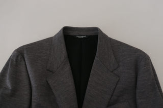Blazer gris de lana elástica ajustada