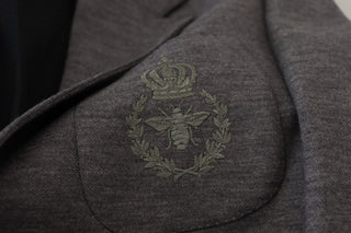 Blazer gris de lana elástica ajustada