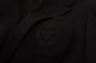 Black Wool Crown Slim Fit Jacket Blazer