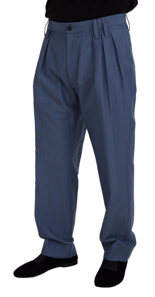 Pantalones chinos formales azules de lino para hombre
