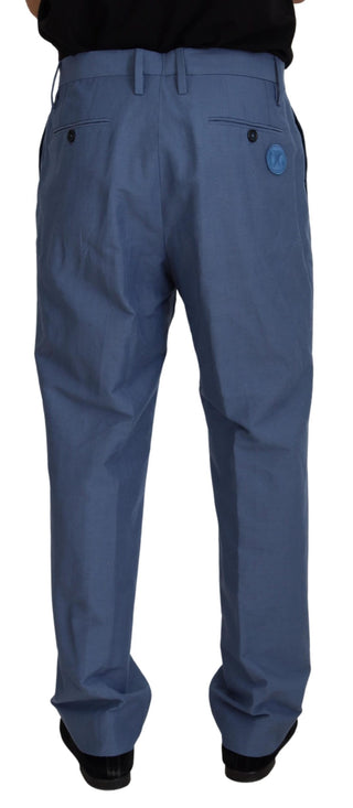 Pantalones chinos formales azules de lino para hombre