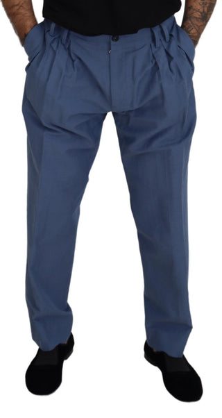 Pantalones chinos formales azules de lino para hombre