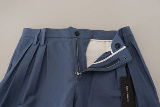 Pantalones chinos formales azules de lino para hombre