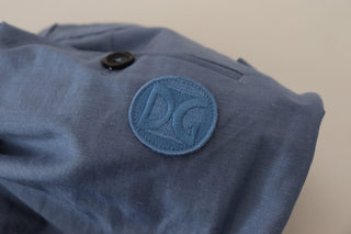 Pantalones chinos formales azules de lino para hombre