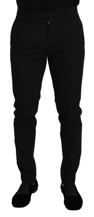 Pantalones chinos formales negros de poliéster