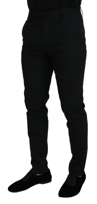 Pantalones chinos formales negros de poliéster