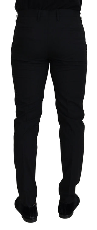 Pantalones chinos formales negros de poliéster