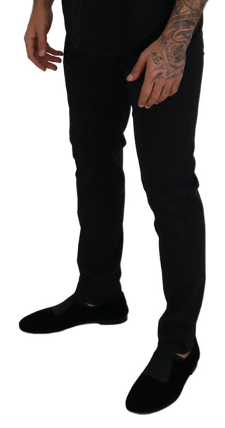 Pantalones chinos formales negros de poliéster