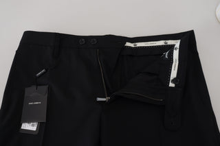 Pantalones chinos formales negros de poliéster