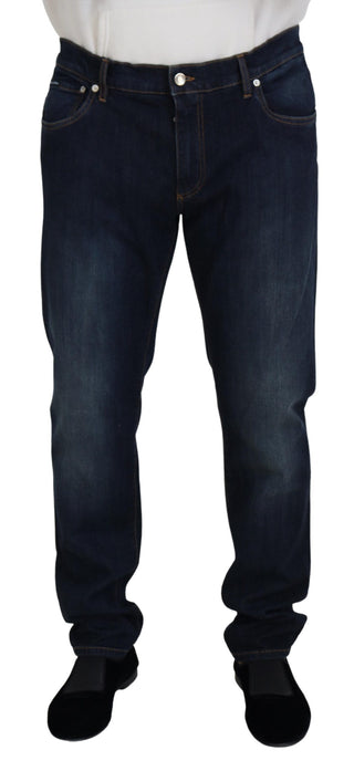 Jeans casual de mezclilla azul de algodón con corte recto
