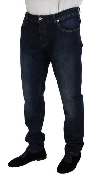 Jeans casual de mezclilla azul de algodón con corte recto
