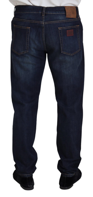 Jeans casual de mezclilla azul de algodón con corte recto