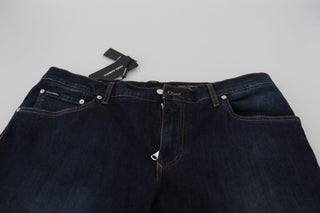 Jeans casual de mezclilla azul de algodón con corte recto