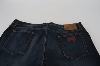Jeans casual de mezclilla azul de algodón con corte recto