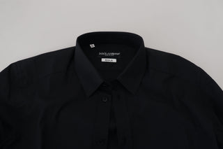 Schwarzes Baumwolle Slim Fit Festliches Hemd GOLD