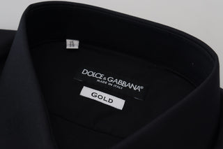 Schwarzes Baumwolle Slim Fit Festliches Hemd GOLD