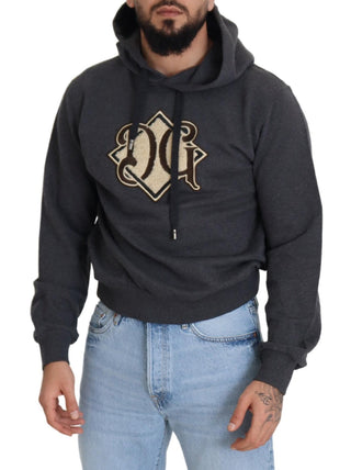 Grauer Logo Kapuzenpullover aus Baumwolle