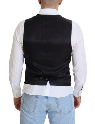 Schwarze Weste aus Woll-Stretch, festliche Weste