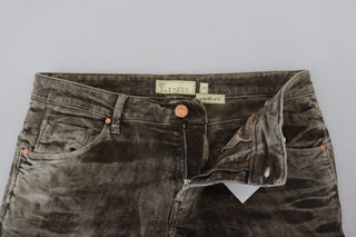 Jeans ajustados de pana de algodón gris lavado para hombre