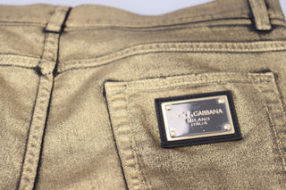Gold Baumwolle Zerrissene Skinny Herren Jeans