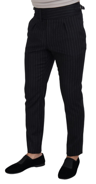 Schwarze Chino-Hose aus Wolle mit Streifen