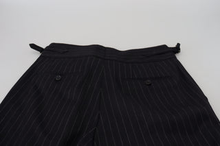 Schwarze Chino-Hose aus Wolle mit Streifen