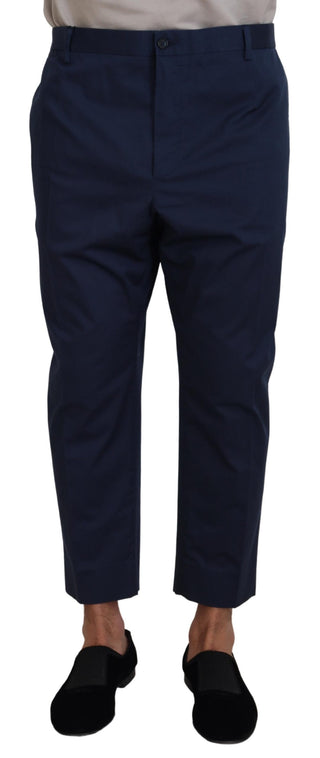 Blaue Baumwoll-Herren-Cropped-Hose