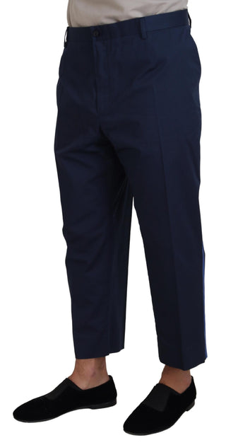 Blaue Baumwoll-Herren-Cropped-Hose