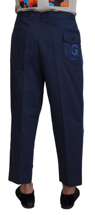 Blaue Baumwoll-Herren-Cropped-Hose
