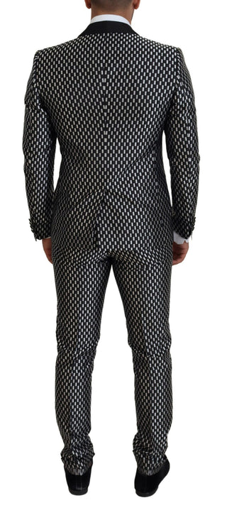 Dark Gray White Silk MARTINI Slim Fit Suit