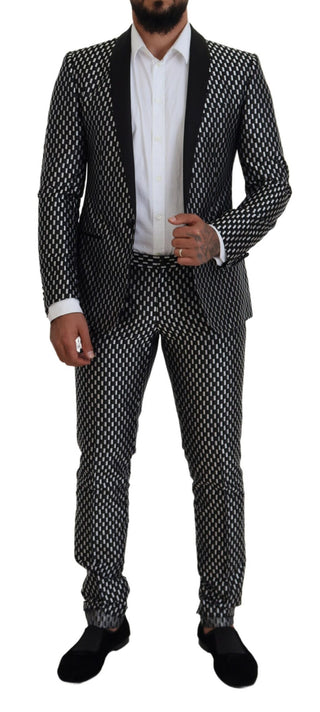 Dark Gray White Silk MARTINI Slim Fit Suit