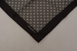 Black Patterned DG Logo Square Handkerchief Scarf