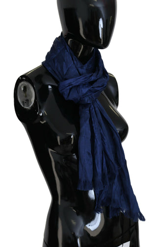 Blauer Seidenschal Foulard Fransen Schal
