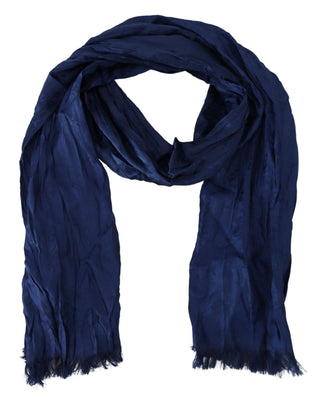 Blauer Seidenschal Foulard Fransen Schal