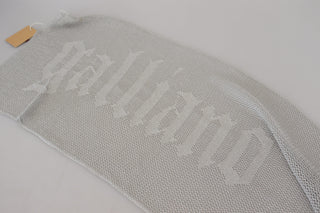 Graues Logo Strick Halswärmer Schal Foulard