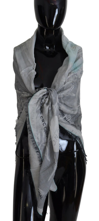 Grau bedruckter Schal Foulard Fransen Schal