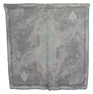 Grau bedruckter Schal Foulard Fransen Schal