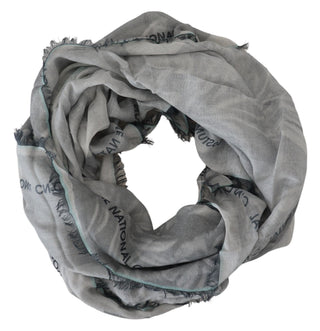 Grau bedruckter Schal Foulard Fransen Schal