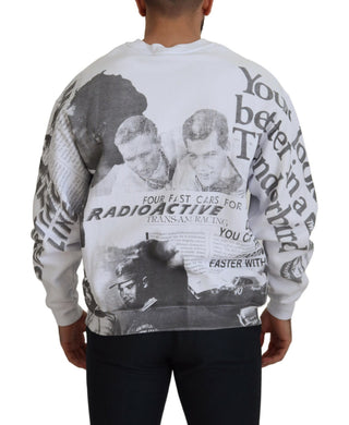 Weißes Baumwoll-Rundhals-Sweatshirt
