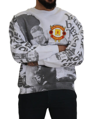 Weißes Baumwoll-Rundhals-Sweatshirt