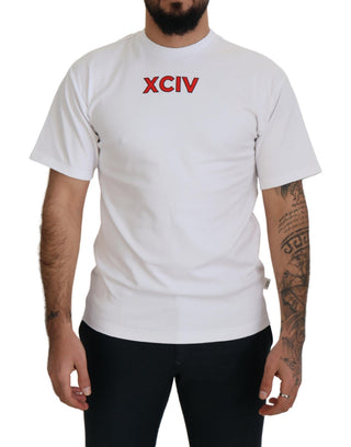 Camiseta blanca de algodón con logo estampado y mangas cortas