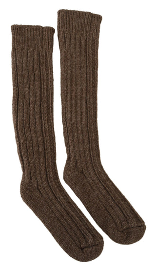 Calcetines largos de lana marrón para mujer