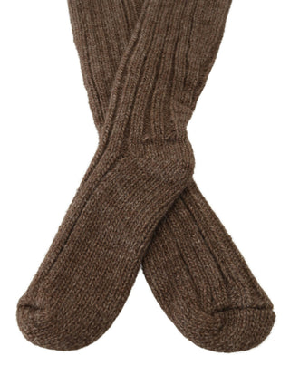 Calcetines largos de lana marrón para mujer